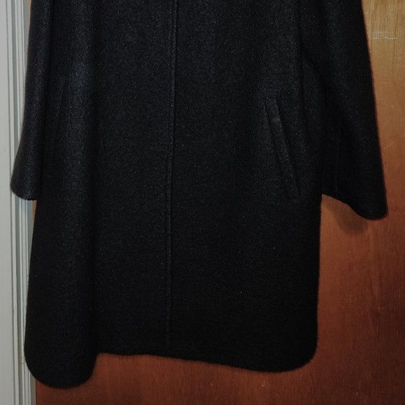 Women's Liz Claiborne Black Textured Wool Full Length Winter Coat Size 16 - Picture 4 of 5